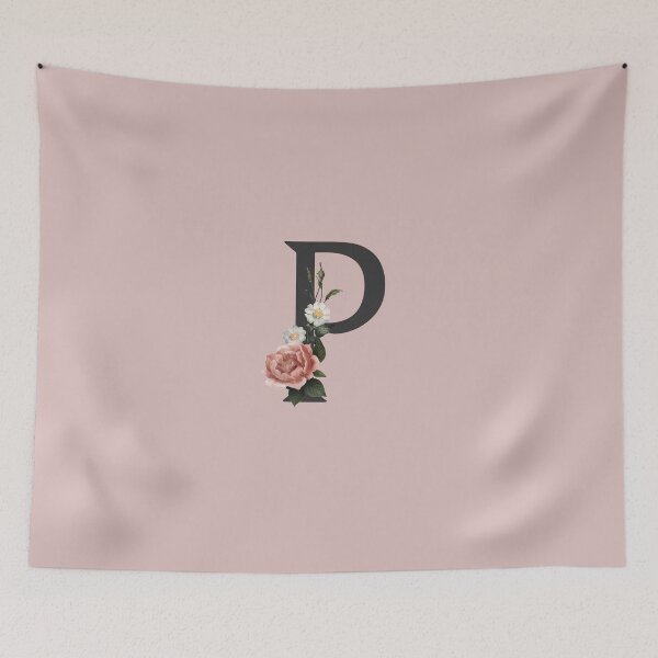 Item preview, Black On Pink Monogram Letter P | Floral Alphabet designed and sold by SerendipityNow.