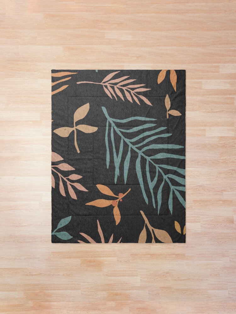 Alternate view of Leaves, botanical, mid century art print Comforter
