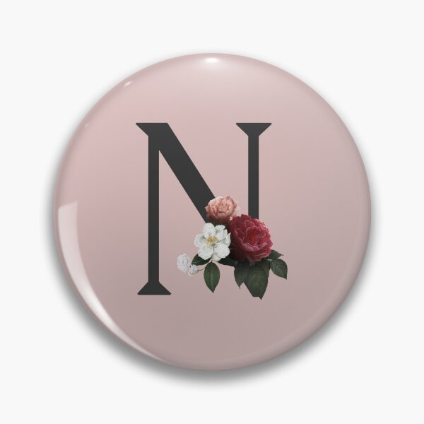 Item preview, Black On Pink Monogram Letter N | Floral Alphabet designed and sold by SerendipityNow.