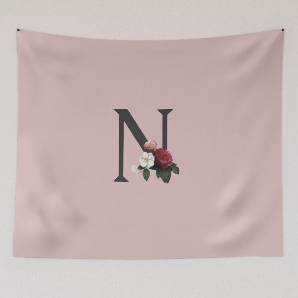 Item preview, Black On Pink Monogram Letter N | Floral Alphabet designed and sold by SerendipityNow.