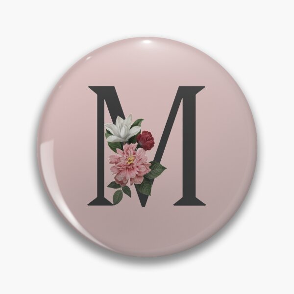 Item preview, Black On Pink Monogram Letter M | Floral Alphabet designed and sold by SerendipityNow.