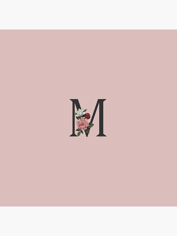 Floral Pink Gold Letter M Print First Initial Monogram 