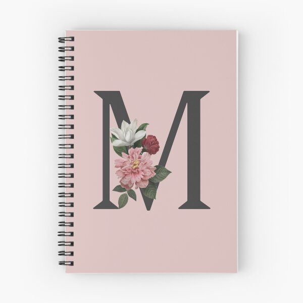 Item preview, Black On Pink Monogram Letter M | Floral Alphabet designed and sold by SerendipityNow.