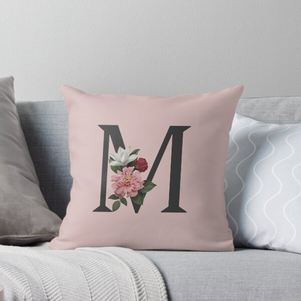 Item preview, Black On Pink Monogram Letter M | Floral Alphabet designed and sold by SerendipityNow.