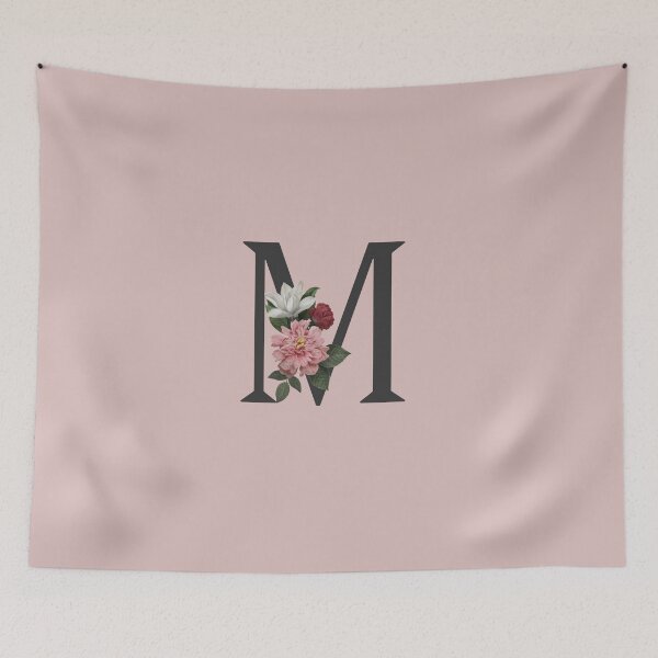 Item preview, Black On Pink Monogram Letter M | Floral Alphabet designed and sold by SerendipityNow.