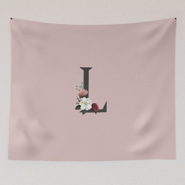 Item preview, Black On Pink Monogram Letter L | Floral Alphabet designed and sold by SerendipityNow.