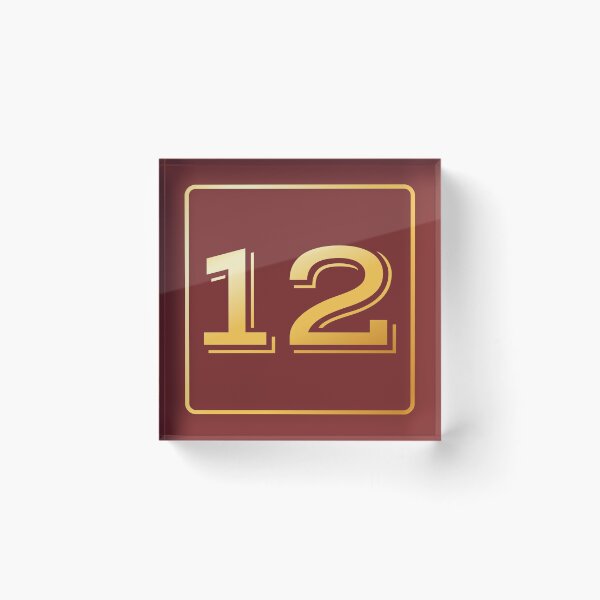 Item preview, Gold Monogram No Number 12 Twelve on Fire Brick Red designed and sold by BleuSky.