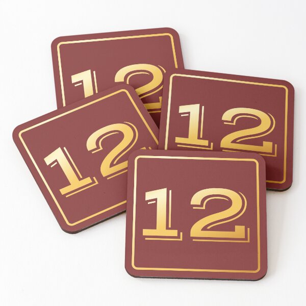 Item preview, Gold Monogram No Number 12 Twelve on Fire Brick Red designed and sold by BleuSky.
