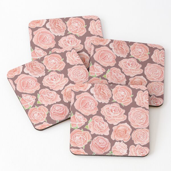 Item preview, Watercolour Pink Orange Roses on Violet Purple Background designed and sold by marta-maria.