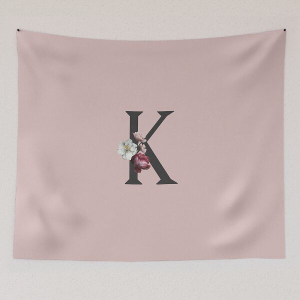 Item preview, Black On Pink Monogram Letter K | Floral Alphabet designed and sold by SerendipityNow.