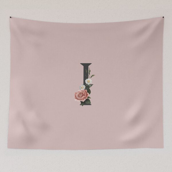 Item preview, Black On Pink Monogram Letter I | Floral Alphabet designed and sold by SerendipityNow.