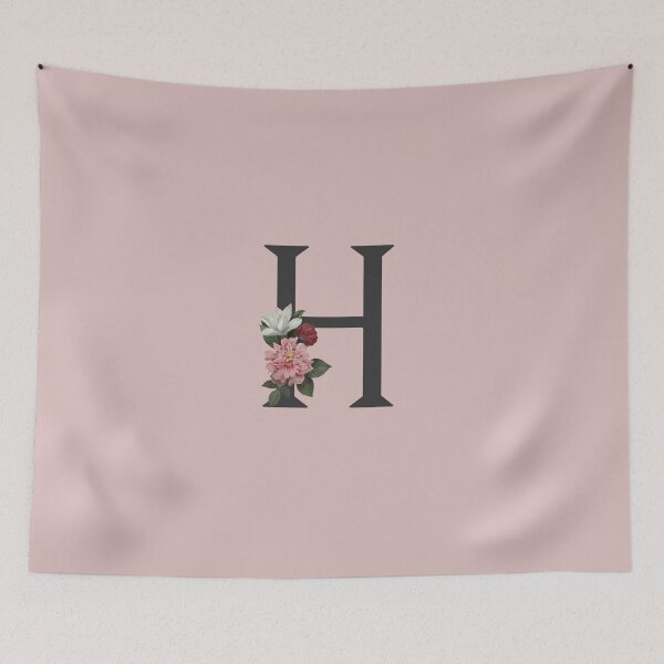 Item preview, Black On Pink Monogram Letter H | Floral Alphabet designed and sold by SerendipityNow.