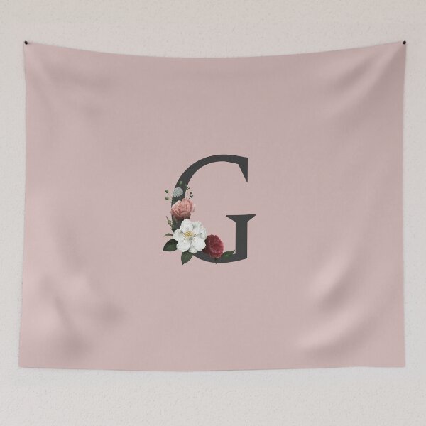 Artikelvorschau, Schwarz auf rosa Monogrammbuchstabe G | Blumenalphabet entworfen und verkauft von SerendipityNow.