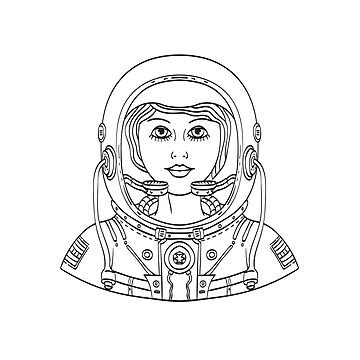 Casco de astronauta en el espacio con dibujado a mano o estilo doodle