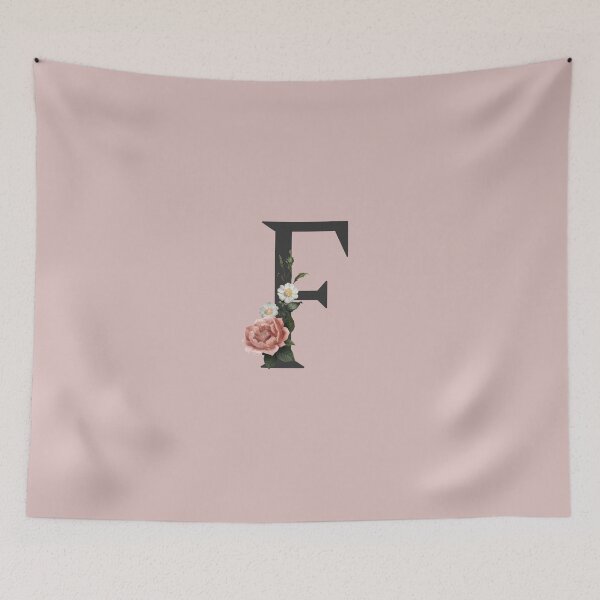 Item preview, Black On Pink Monogram Letter F | Floral Alphabet designed and sold by SerendipityNow.