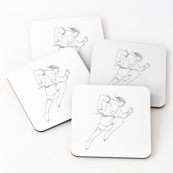 Item preview, Muay Thai or Thai Boxing Fighter Jumping Striking with Knee Side Tattoo Style Black and White designed and sold by patrimonio.