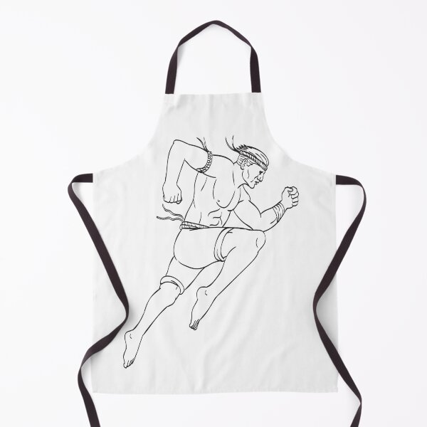 Item preview, Muay Thai or Thai Boxing Fighter Jumping Striking with Knee Side Tattoo Style Black and White designed and sold by patrimonio.