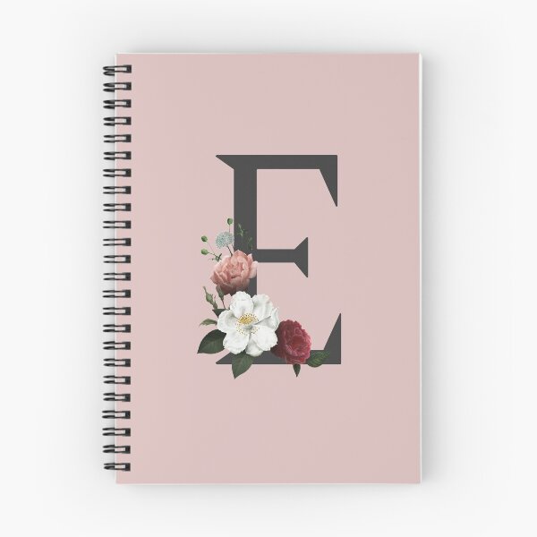 Aperçu de l'œuvre Lettre E noir sur monogramme rose | Alphabet floral créée et vendue par SerendipityNow.