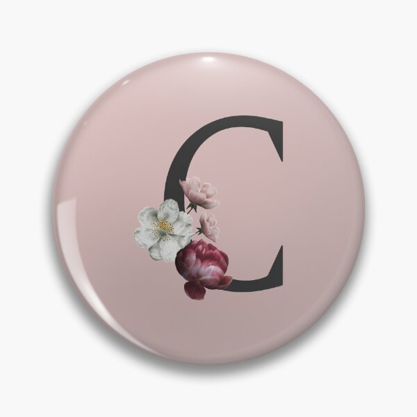 Artikelvorschau, Schwarz auf rosa Monogramm Buchstabe C | Blumenalphabet entworfen und verkauft von SerendipityNow.