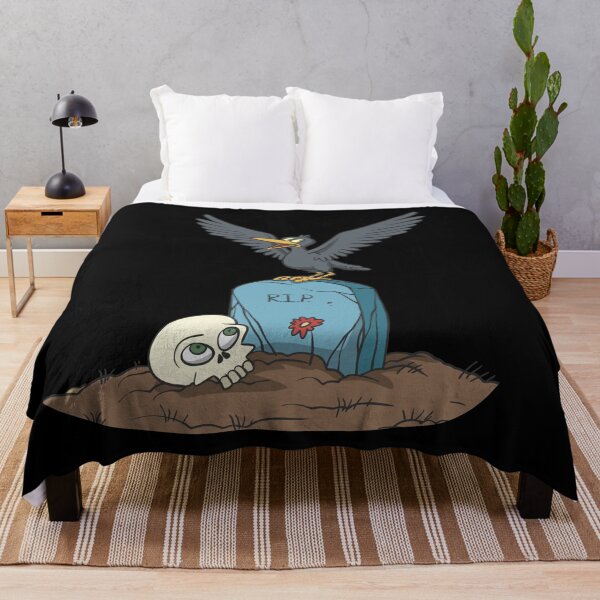 Item preview, Crow on gravestone with skull designed and sold by Monkey Ful.