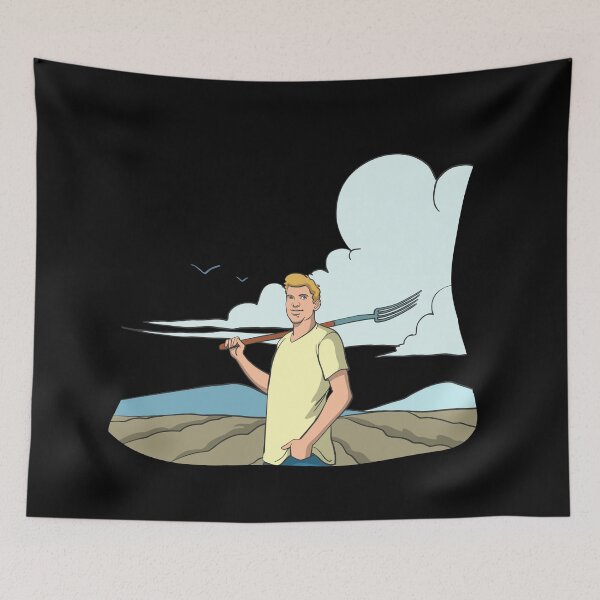 Item preview, Farmer with pitchfork in the field designed and sold by Monkey Ful.