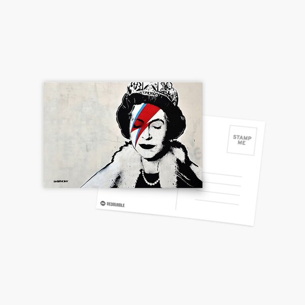 Banksy UK England Queen Elisabeth rockband face makeup original HD Postcard