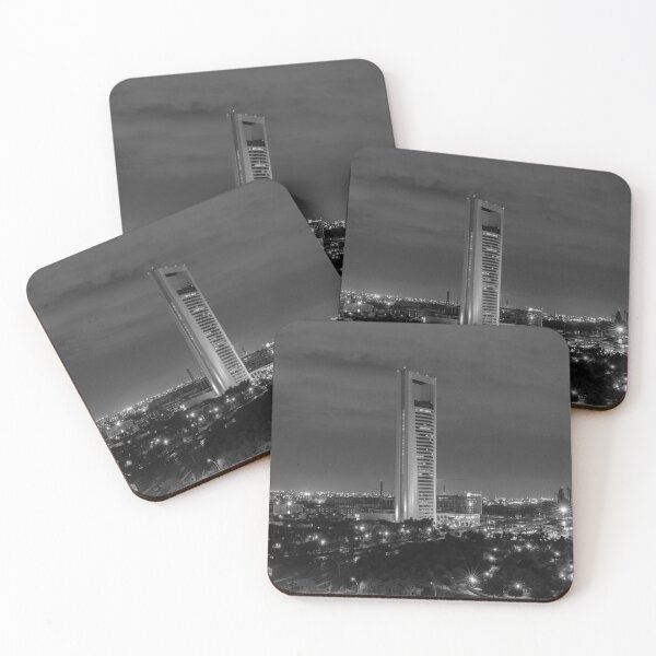 Item preview, The Ciudadana Tower in Monterrey, Mexico at night in black and white designed and sold by Hochmann.