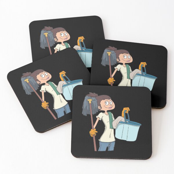 Cleaning lady with mop and bucket Coasters (Set of 4)