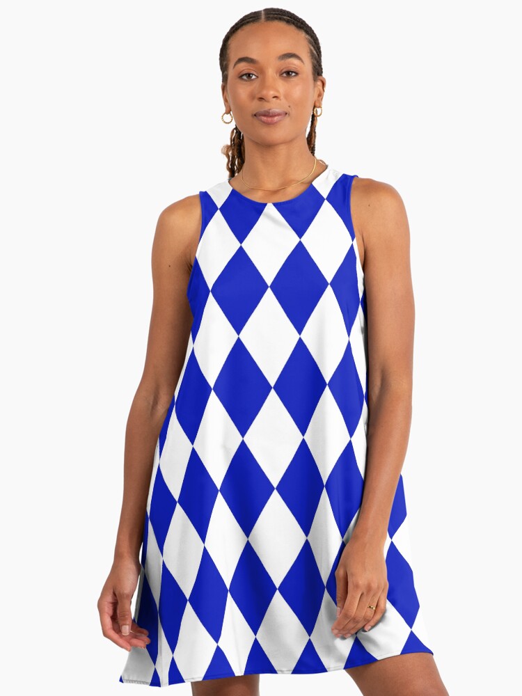 Blue and white diamonds checker geometric pattern" A-Line Dress for Sale by  RaionKeiji | Redbubble