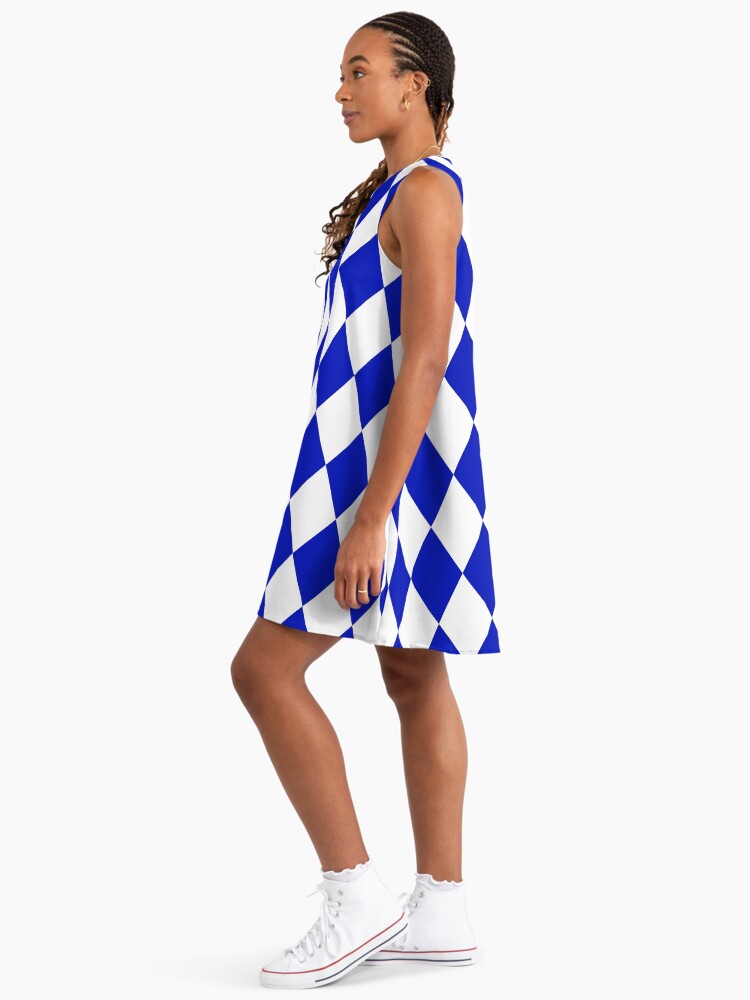 Blue and white diamonds checker geometric pattern" A-Line Dress for Sale by RaionKeiji | Redbubble Blue and white diamonds checker geometric pattern" A-Line Dress for Sale by RaionKeiji | Redbubble