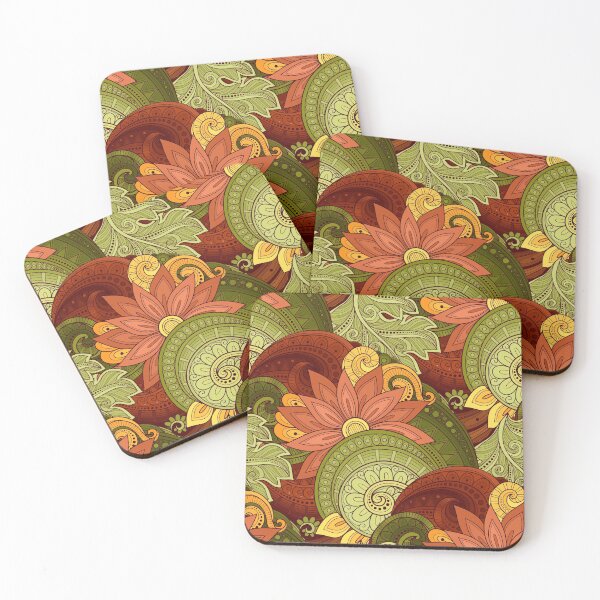 Item preview, Colorful Pattern with Floral Motifs. Ornate Flowers, Leaves and Swirls designed and sold by lissantee.