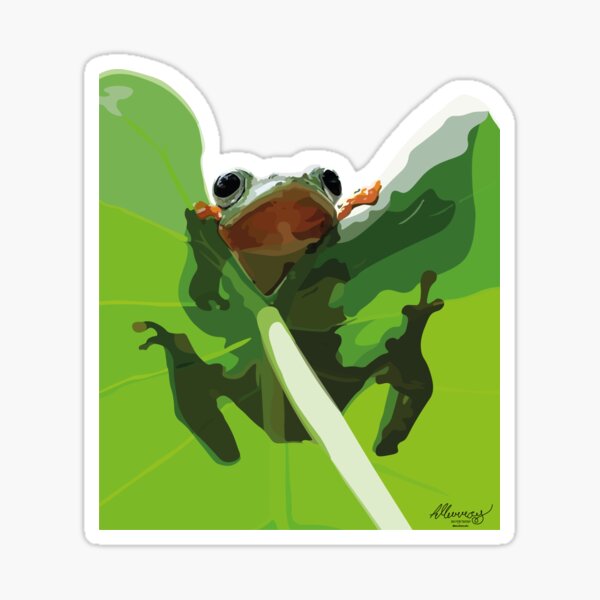 Item preview, Realistic Cute Frog on Lily pad Illustration designed and sold by Bandia.