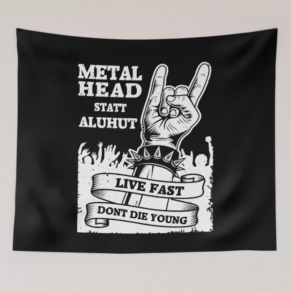 Item preview, Metalhead instead of aluminum hat - heavy metal & rocker French fries fork - hard rock satire saying designed and sold by Lenny Stahl.
