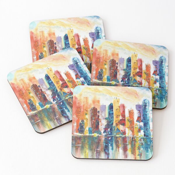 Item preview, Colorful Cityscape Abstract Water Reflection Design designed and sold by Smalltownart.