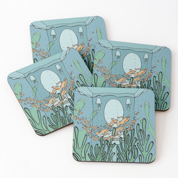 Item preview, Fish Swim Through An Underwater Bathroom designed and sold by Otter-Grotto.