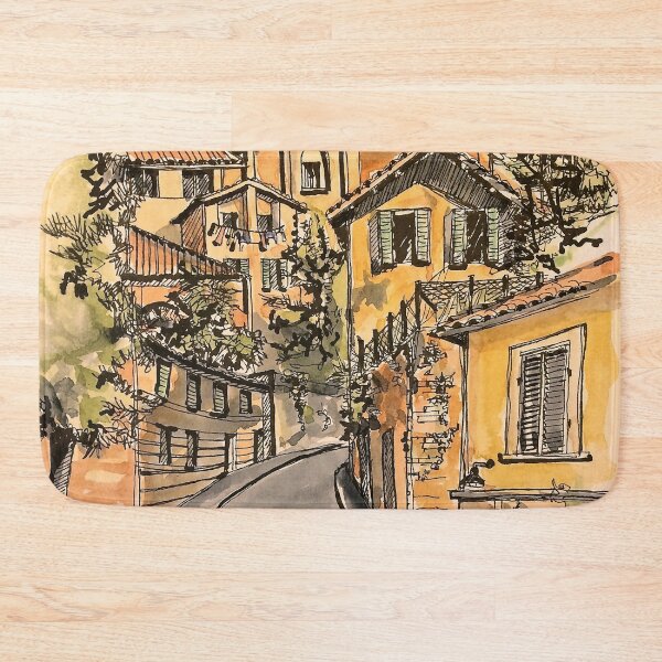 Item preview, Siena, Italy near the Fontebranda. Pen and wash.  designed and sold by Elizabeth Moore Golding.