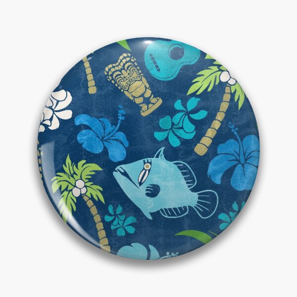 Item preview, Makapuu Beach Hawaiian Batik Print - Navy and Turquoise colorway designed and sold by DriveIndustries.