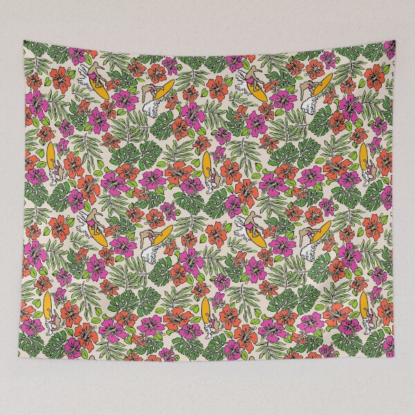Item preview, Surf Pareau Hawaiian Hibiscus Surfing - Coarl and Fuchsia designed and sold by DriveIndustries.