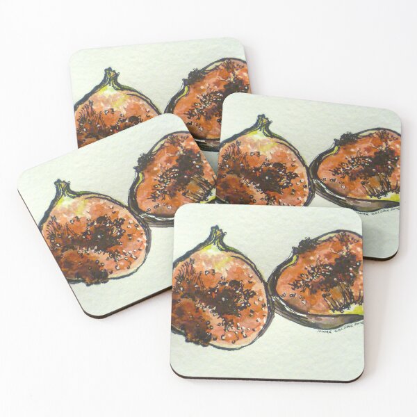 Item preview, Figs: halved. Pen and wash. 2012. Ⓒ designed and sold by Elizabeth Moore Golding.
