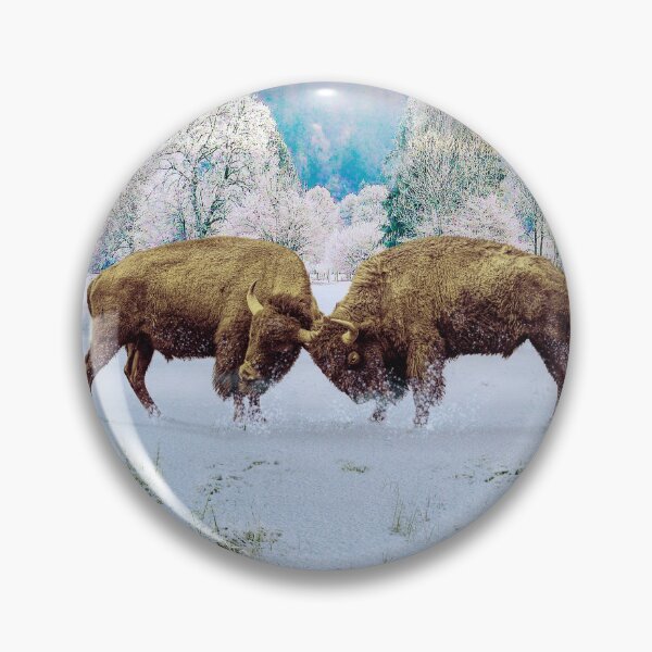 Item preview, Bison Fighting in Snow Buffalo Art designed and sold by Gerard Fay.