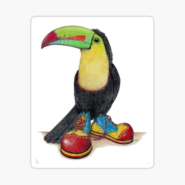 Toucan in clown shoes Sticker
