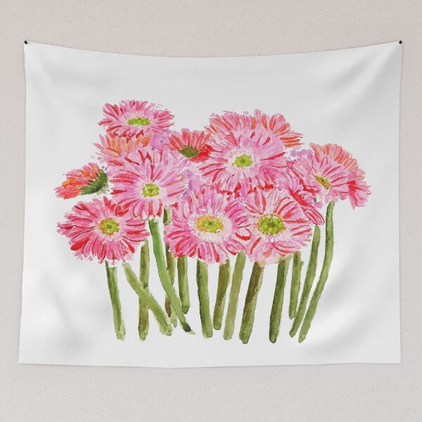 Item preview, hand painted Pink Barberton Daisy Gerbera Watercolor Gerbera daisy  designed and sold by SelenePaintings .