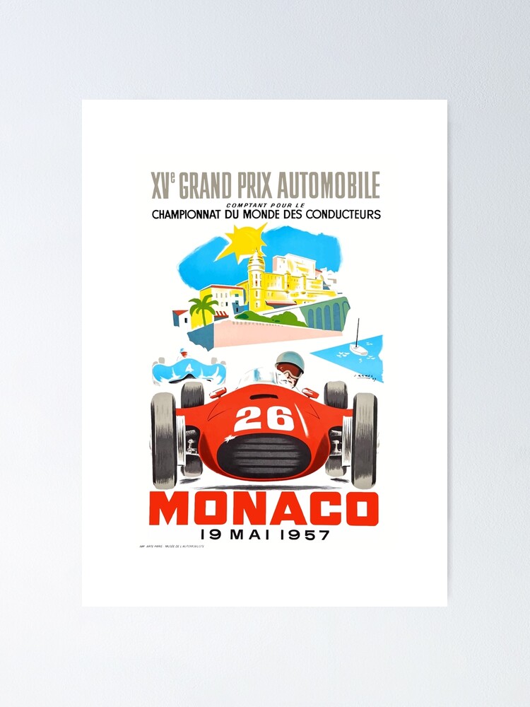 1957 MONACO Grand Prix Race Poster