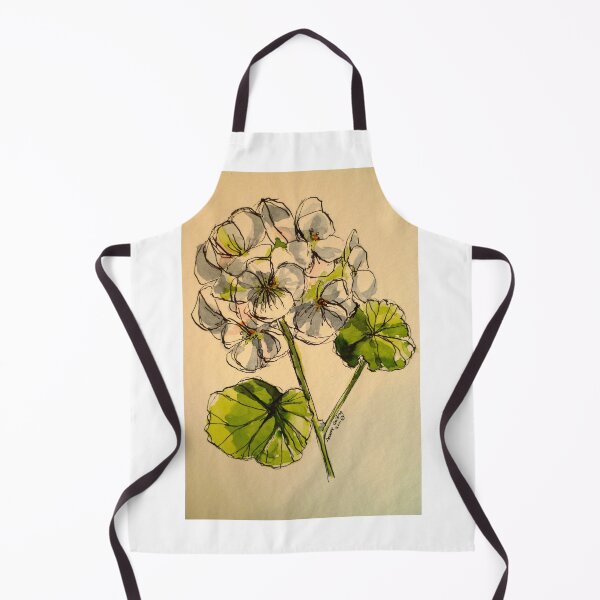 Item preview, White pelargonium. Pen and wash on paper. designed and sold by Elizabeth Moore Golding.