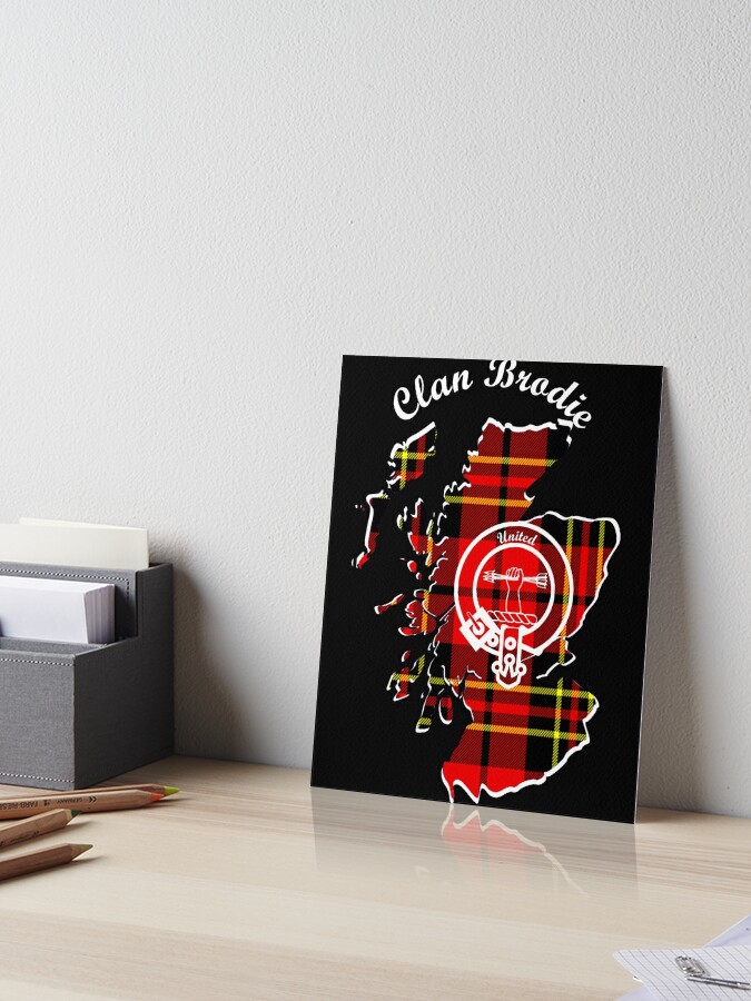 Clan Brodie Scotland Map Crest Art Board Print