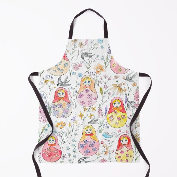 Item preview, hand painted Russian dolls and flower folk painting white background designed and sold by ColorandColor.