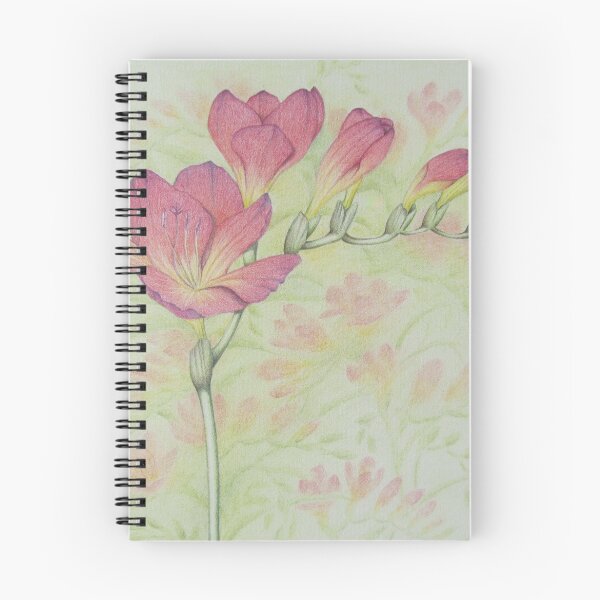 Item preview, Red Freesia Flower Sprig in Coloured Pencil designed and sold by Fiona Cross.