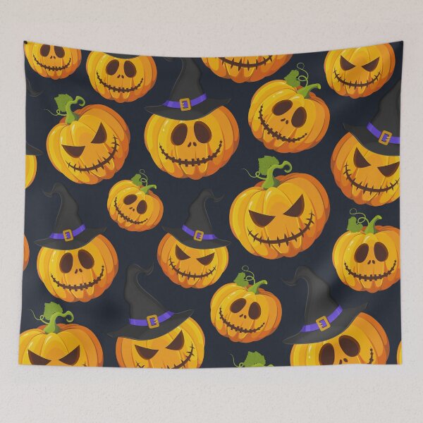 Item preview, Halloween Pumpkin Scary Smiling Faces designed and sold by fredgarden8.
