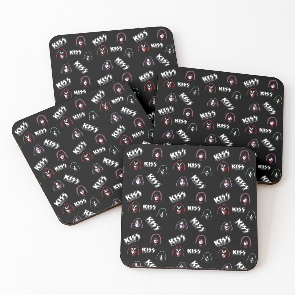KISS Faces & Logo Pattern Coasters (Set of 4)