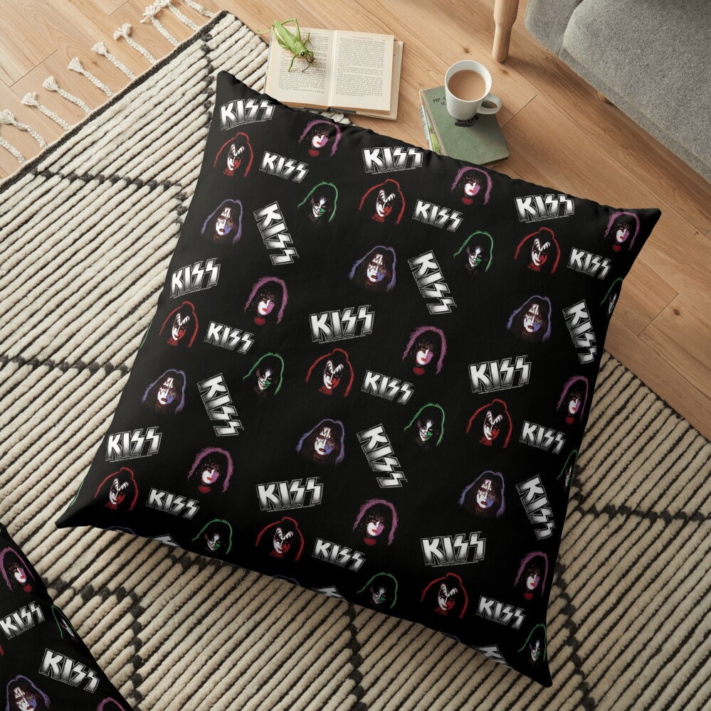 KISS Faces & Logo Pattern Floor Pillow